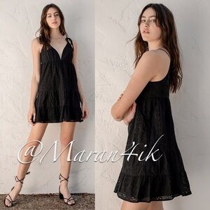 NWT Lulus Beyond the Boardwalk Black Eyelet
Lace Tiered Babydoll Dress XL
